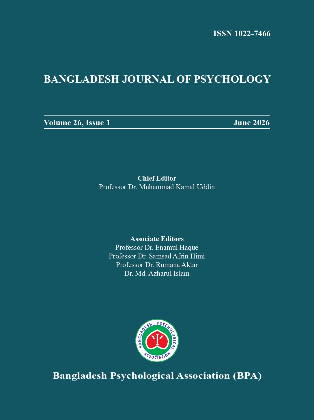 					View Vol. 26 No. 1 (2026): Bangladesh Journal of Psychology
				